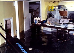 A laundry room flood in Canyon Country, with several feet of water flooded in.